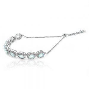 PULSEIRA SHAMBALA PRATEADA COM ZIRCONIA QUARTZO AZUL - TI0198BA - TIAMO SEMIJOIAS