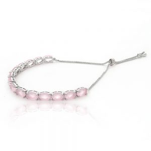 PULSEIRA SHAMBALA PRATEADA COM ZIRCONIA QUARTZO ROSA - TI0166BA - TIAMO SEMIJOIAS