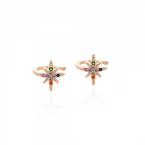 Piercing Fake dourado em Estrela com Zirconias coloridas - TI0404MSX - Tiamo Semijoais