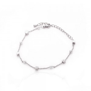 Pulseira Prateada cubos com perolas - TI0714MSX - Tiamo Semijoias