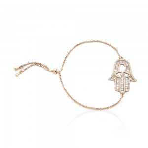 Pulseira shambala mao de Fatima dourada com zirconia - TI0182BA - Tiamo semijoias
