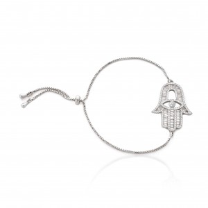 Pulseira shambala mao de Fatima prateada com zirconia - TI0182BA - Tiamo semijoias