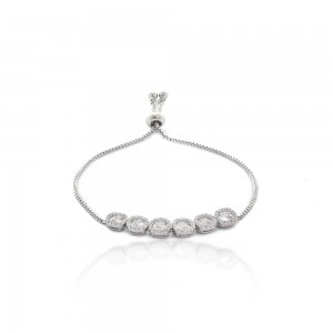 Pulseira shambala prateada com zirconia - TI0407BA - Tiamo semijoias