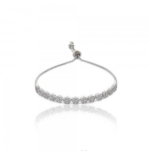 Pulseira shambala prateada com zirconia - TI0409BA - Tiamo semijoias