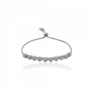 Pulseira shambala prateada com zirconia - TI0411BA - Tiamo semijoias